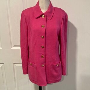 vintage St. John hot pink knit jacket 10